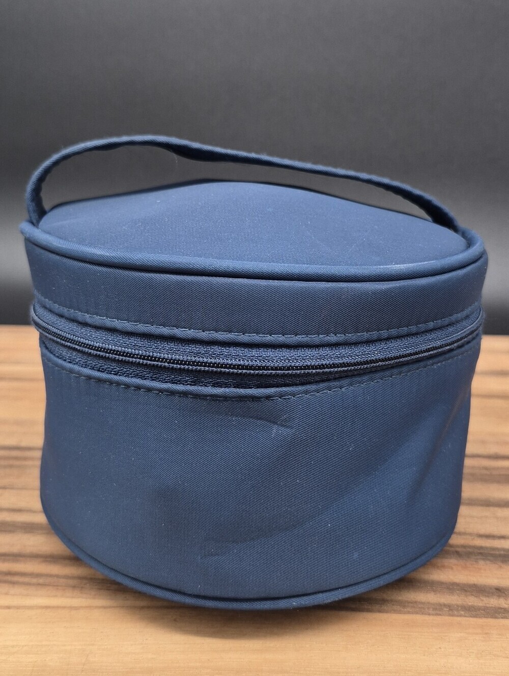 Karl Lagerfeld Navy Blue Travel Cosmetics or Toiletry Case w/Handle, 6x4, NWOT